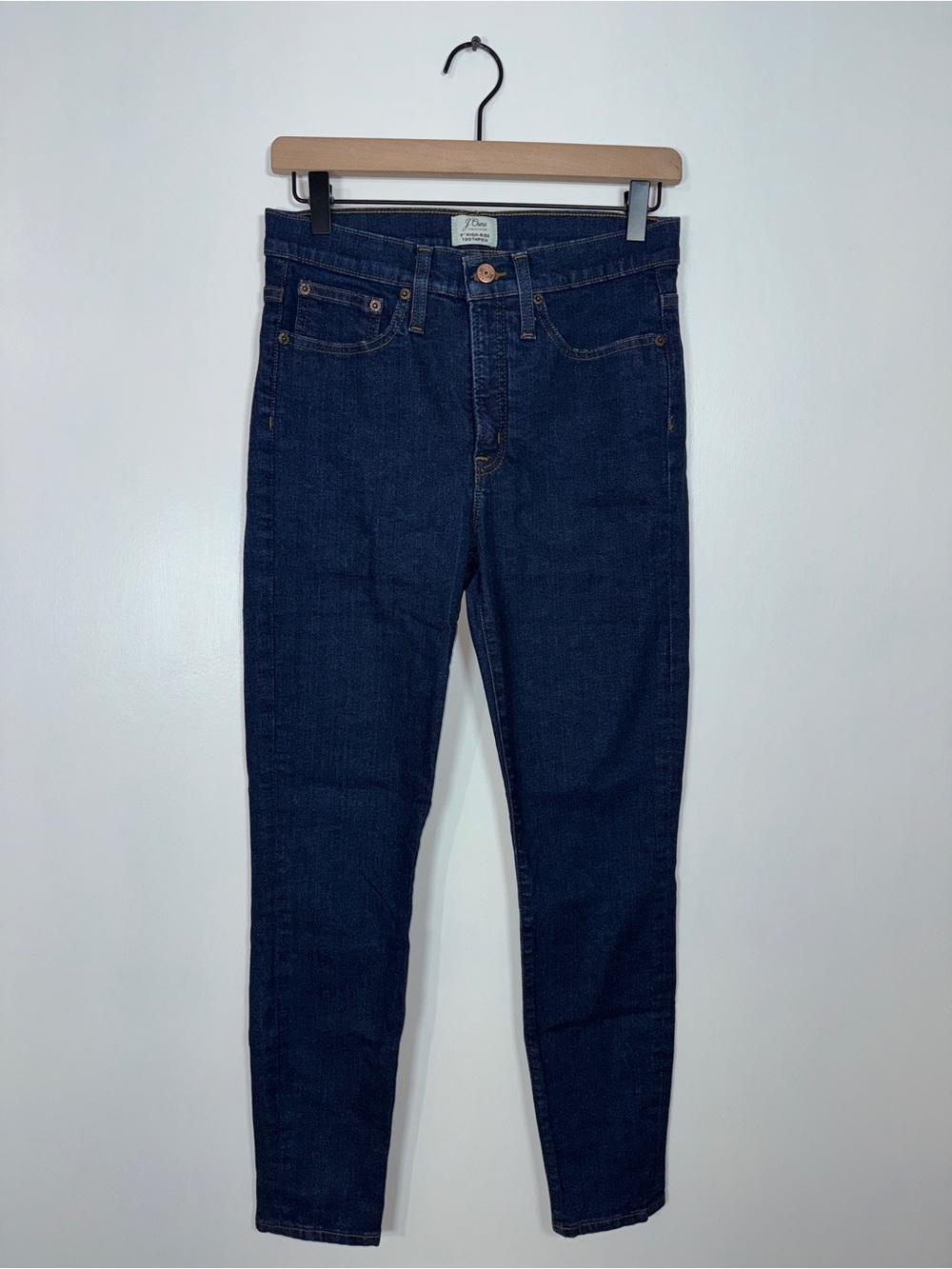WJ340 {J. Crew} 9” High-Rise Toothpick Classic Rinse Wash Skinny Denim Jeans